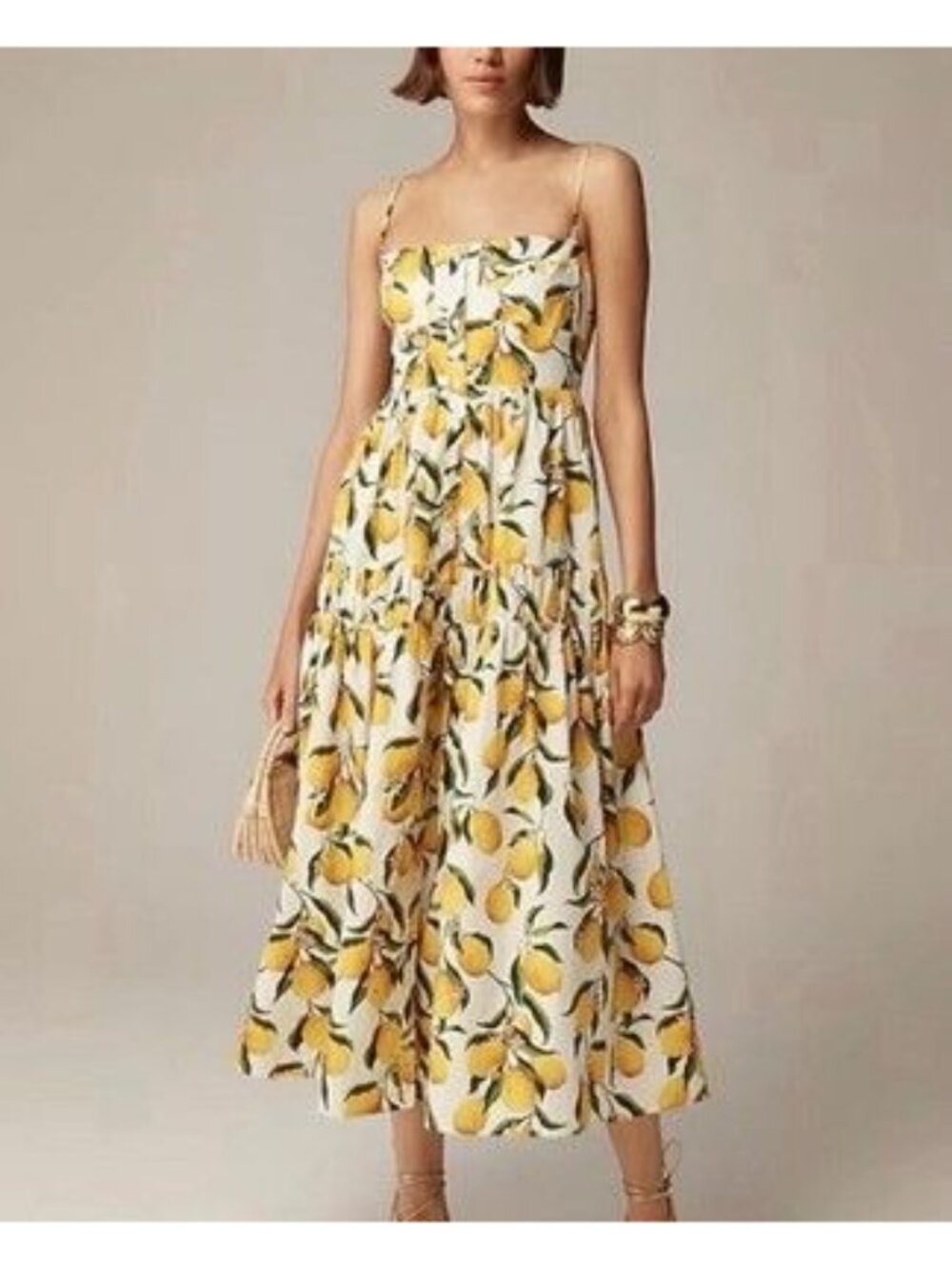 J. Crew Size 6 Limoncello Dress Smocked-Back Cotton Sleeveless Adjustable-Straps